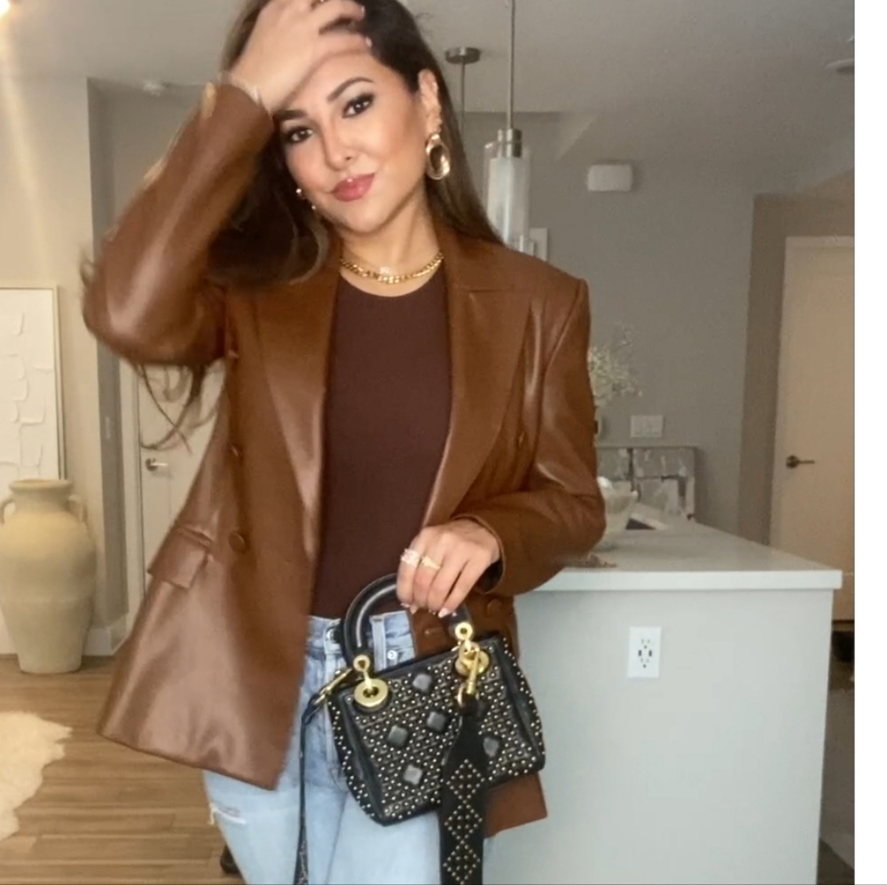 Zara Faux leather Oversized blazer